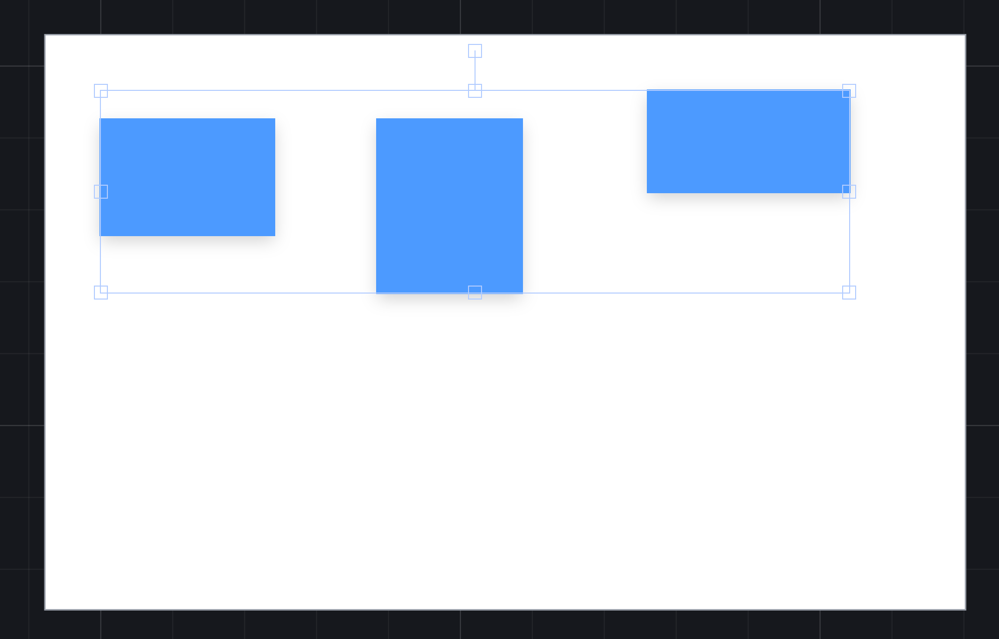 Three rectangles of different sizes at different heights