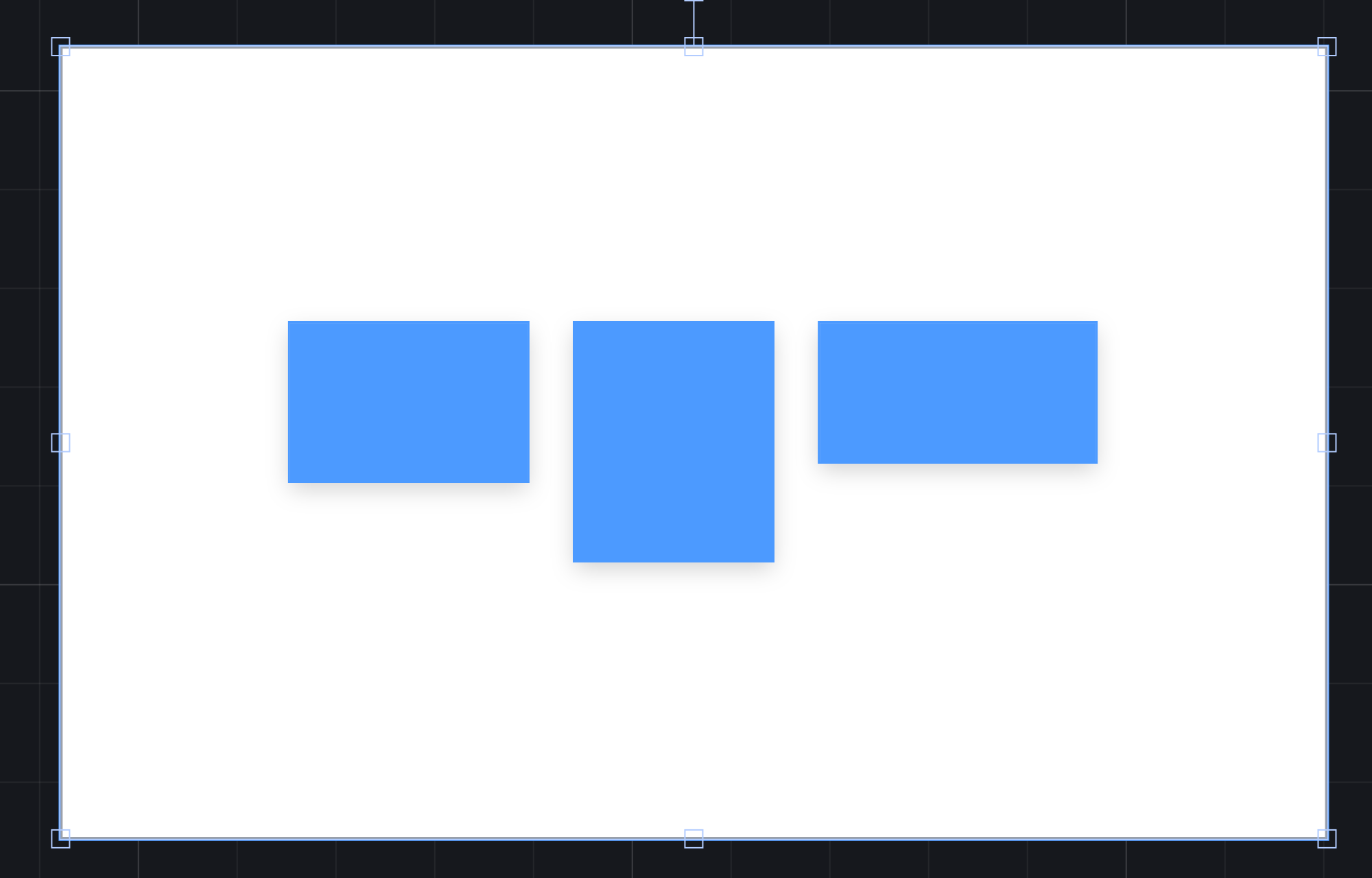 The row of three rectangles, grouped, now in the middle of the frame both ways