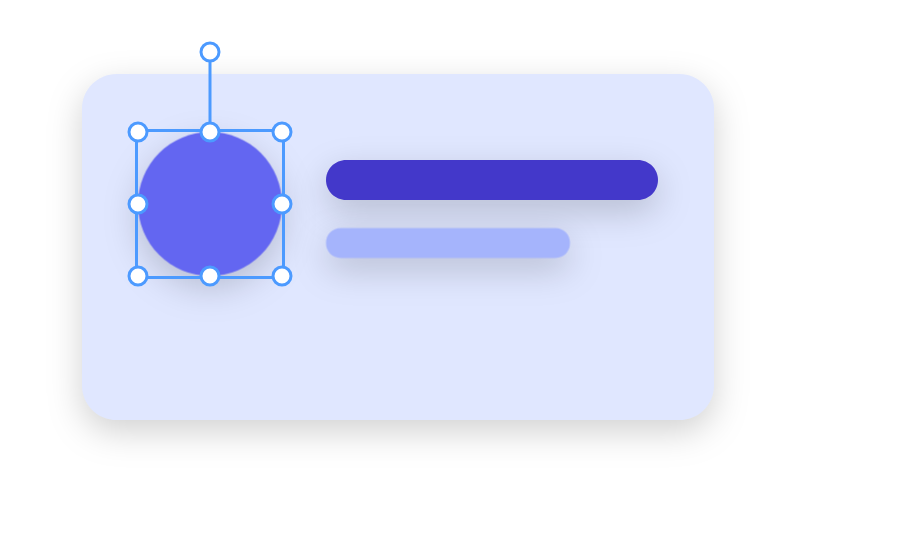 The avatar circle alone selected inside the card, with its own handles