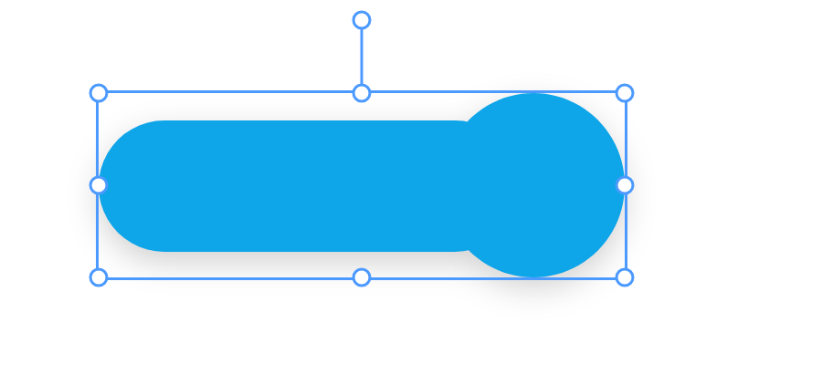 One blue shape: the bar with a round bulge at its right end