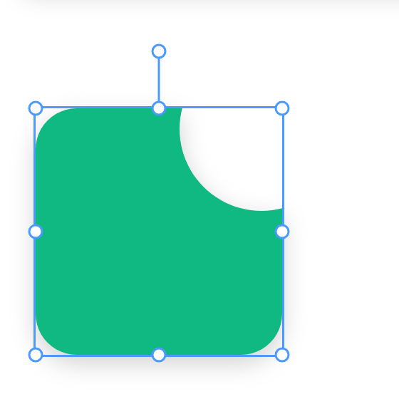 The green square with a round bite missing from its top right corner