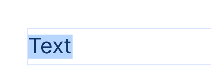 A new text box on the canvas with the word Text highlighted, ready to be typed over