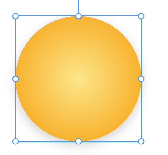 A circle, pale yellow in the middle and amber at the edge