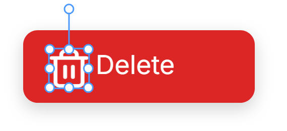 A red Delete button with a white bin icon at its start, the icon selected