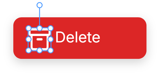 The same Delete button, now with a white archive-box icon in the same place