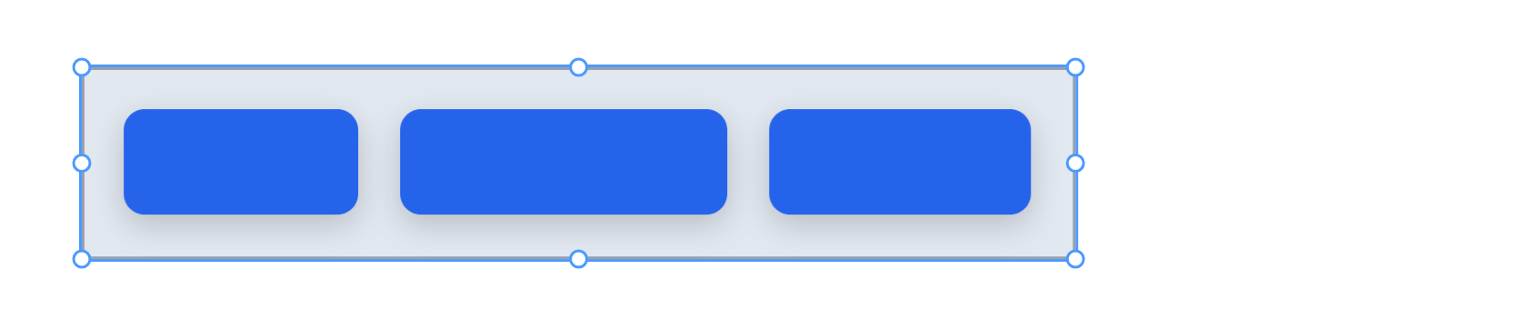 The three tabs in a neat row, evenly spaced, the bar now just big enough to hold them