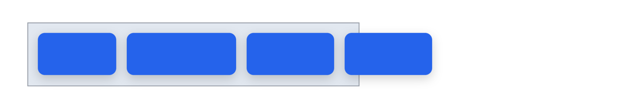 Four tabs in a row, the fourth running past the bar's right edge