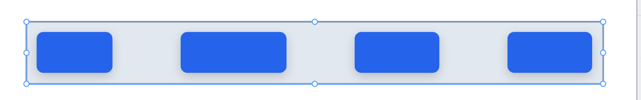 Four tabs spread across a wide bar, the first and last at its ends