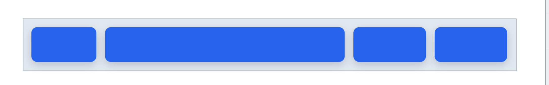 The second tab stretched wide, the other three their own widths, filling the bar exactly