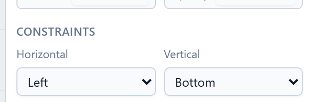 The Constraints section for the note: Left and Bottom