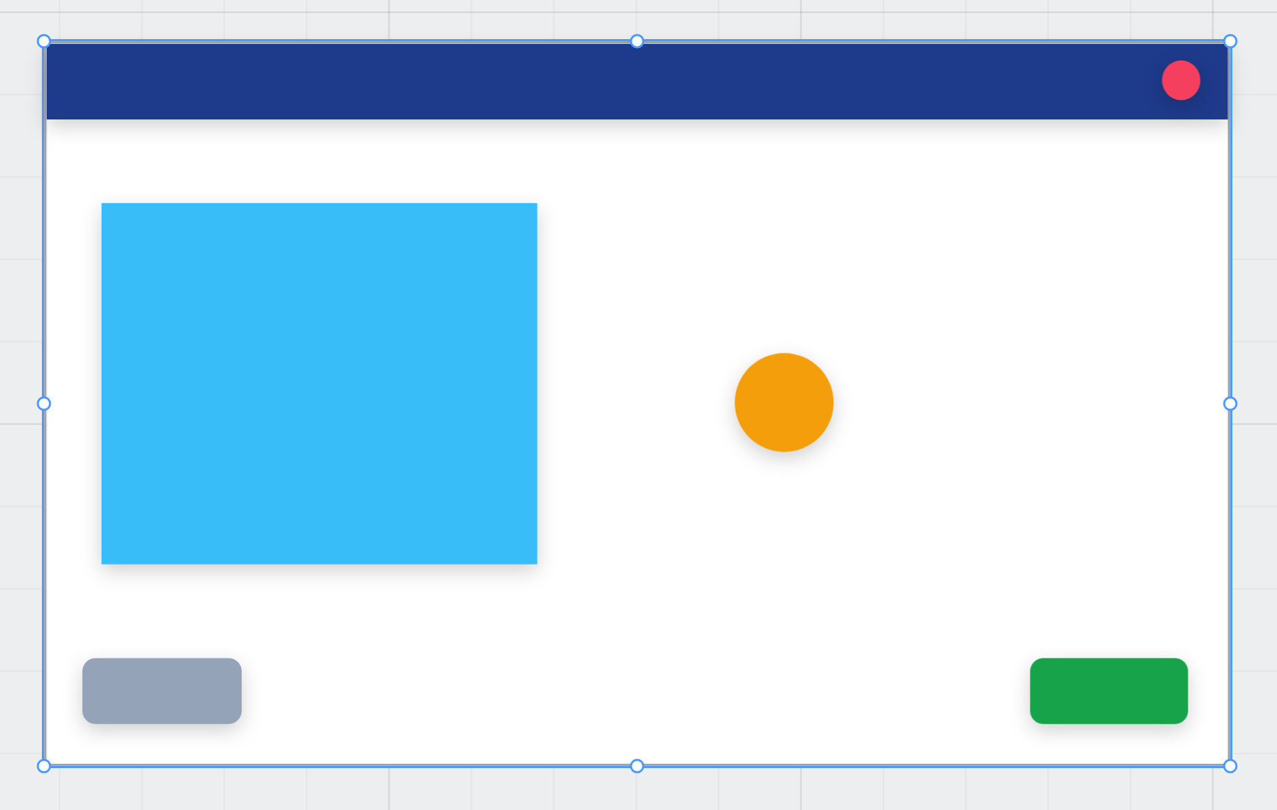Dragging the dialog's corner: the selection outline is wider and taller, and every part has moved with it