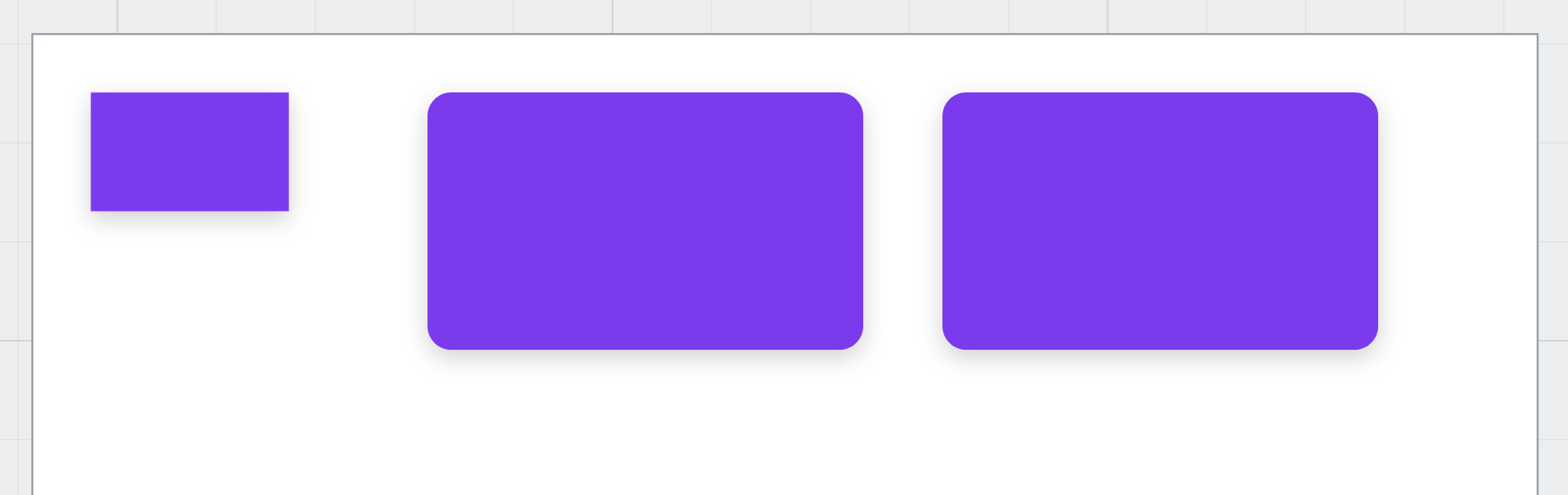 The small rectangle and both cards are now violet