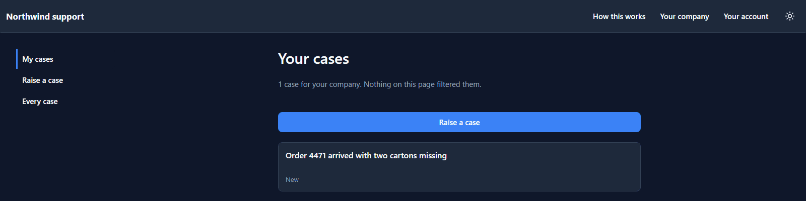 Your cases: 1 case for your company, Order 4471 arrived with two cartons missing, New