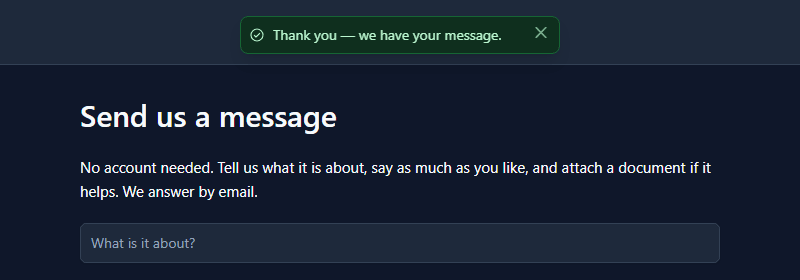 Thank you, we have your message.